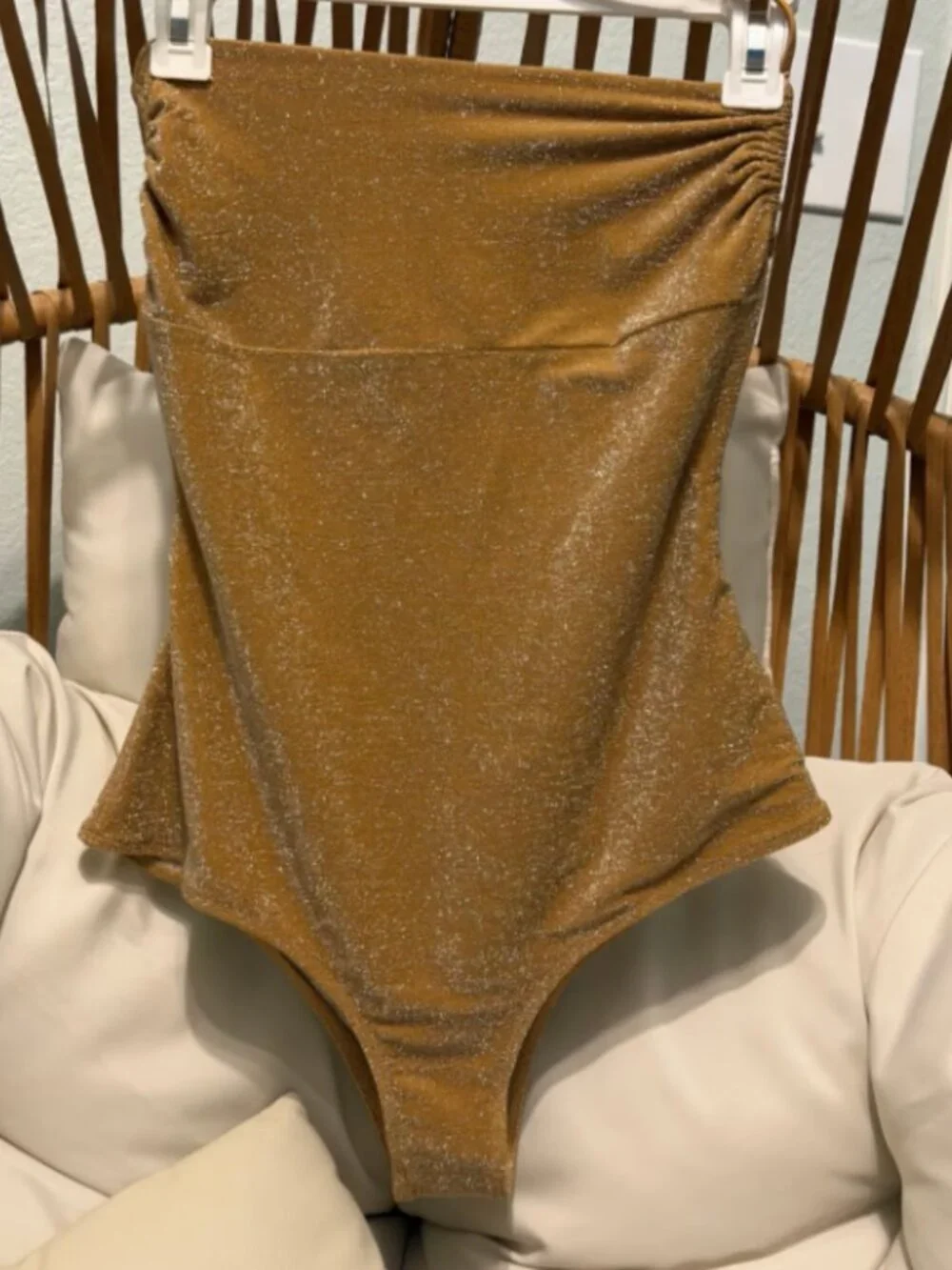 Free People Kerry Lurex One-Piece Swimsuit | Gold Shimmer | Size Large